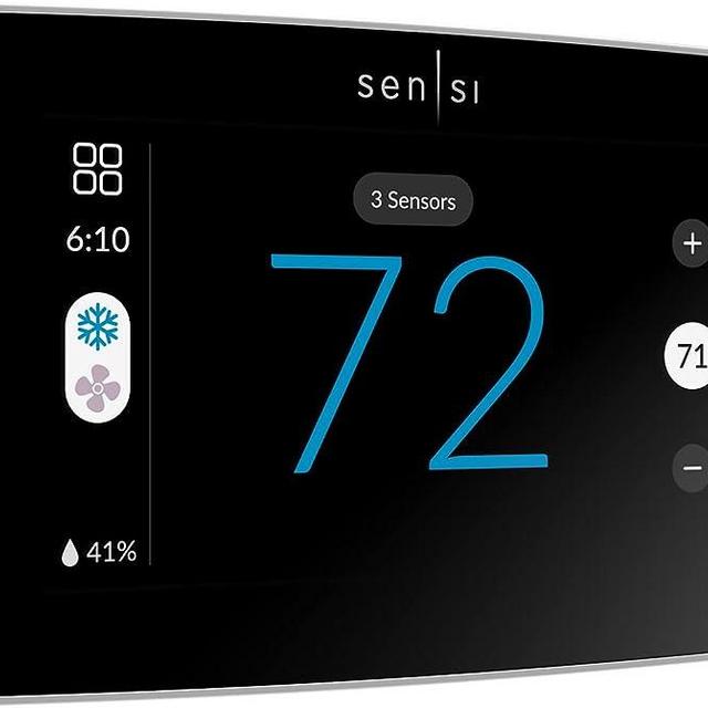 Sensi Touch 2 Smart Thermostat with Touchscreen Color Display, Programmable, Wi-Fi, Data Privacy, Mobile App, Easy DIY, Works with Alexa, Energy Star Certified, ST76W, C-Wire Required, NEW FOR 2023