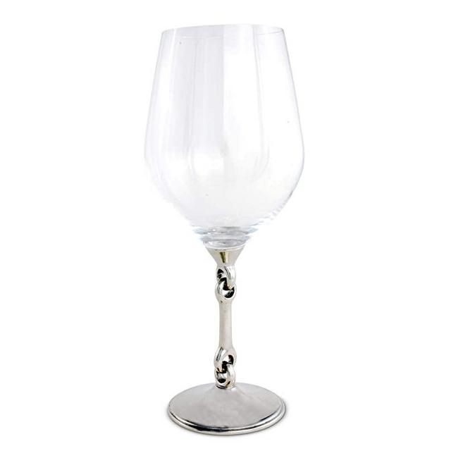 Vagabond House Wine Glass Hand-Blown with Solid Metal Equestrian Bit Horse Stem and Base Lauren Polo Style - Single Glass