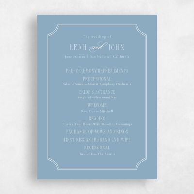 Dusty Blue Wedding Program - Dermot