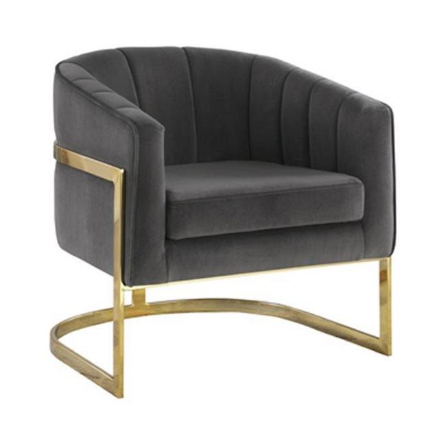 Tufted Barrel Accent Chair Dark Grey And Gold