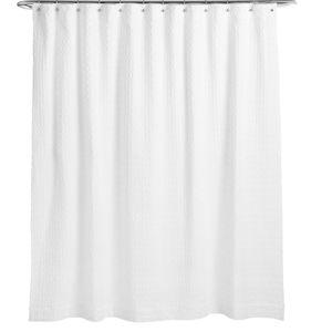 Hazel Wide Waffle Weave Cotton Shower Curtain- White