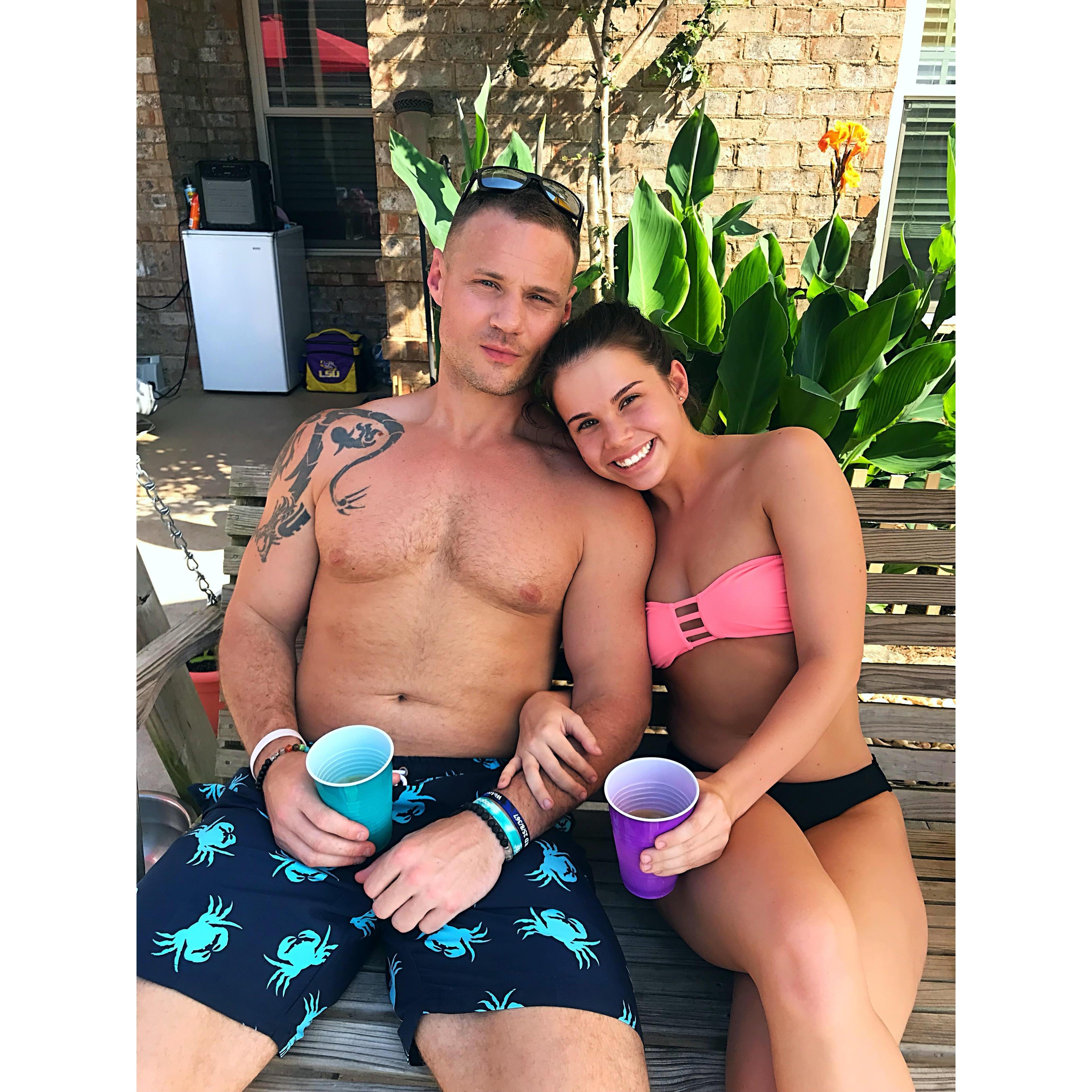 Summer pool party! One of our first pictures together.