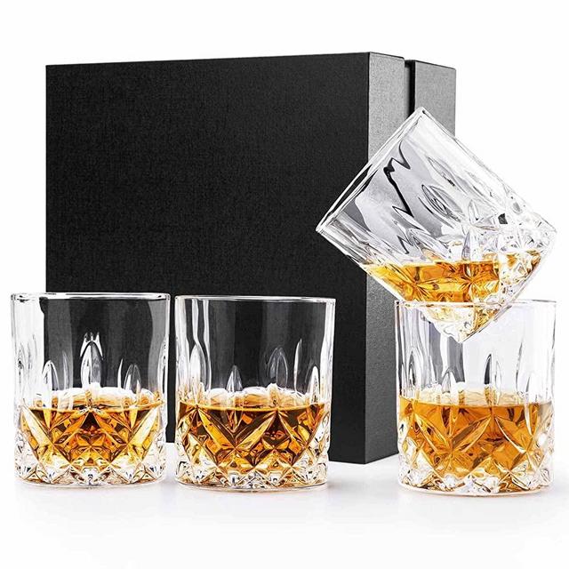 Old Fashioned Whiskey Glasses, Denkee Whiskey Glass Set of 4, 11 Oz (300ml) Thick Bottom Bourbon Rock Glasses, Bar Glasses Set Tumbler for Liquor Vodka Cocktail Scotch