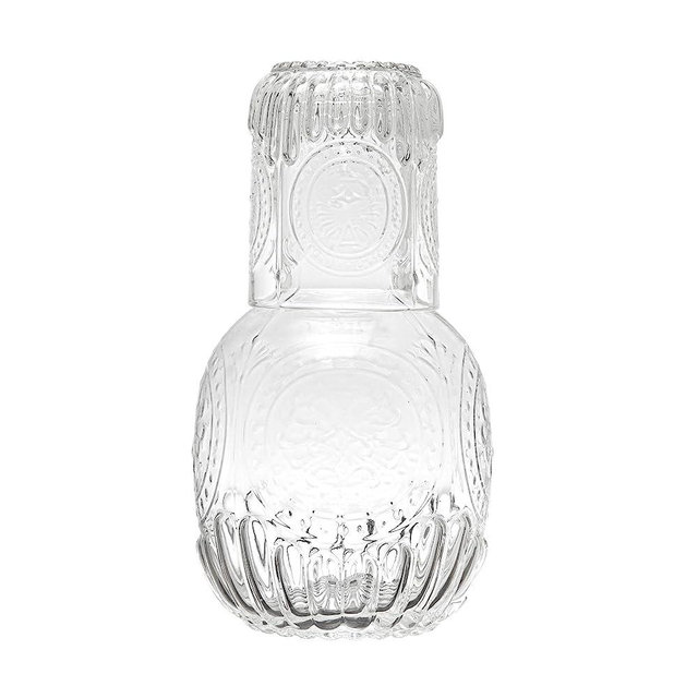 Creative Co-Op Debossed Glass, Clear Carafe