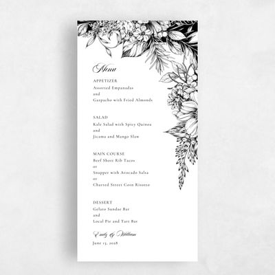 White Wedding Menu - Poconos