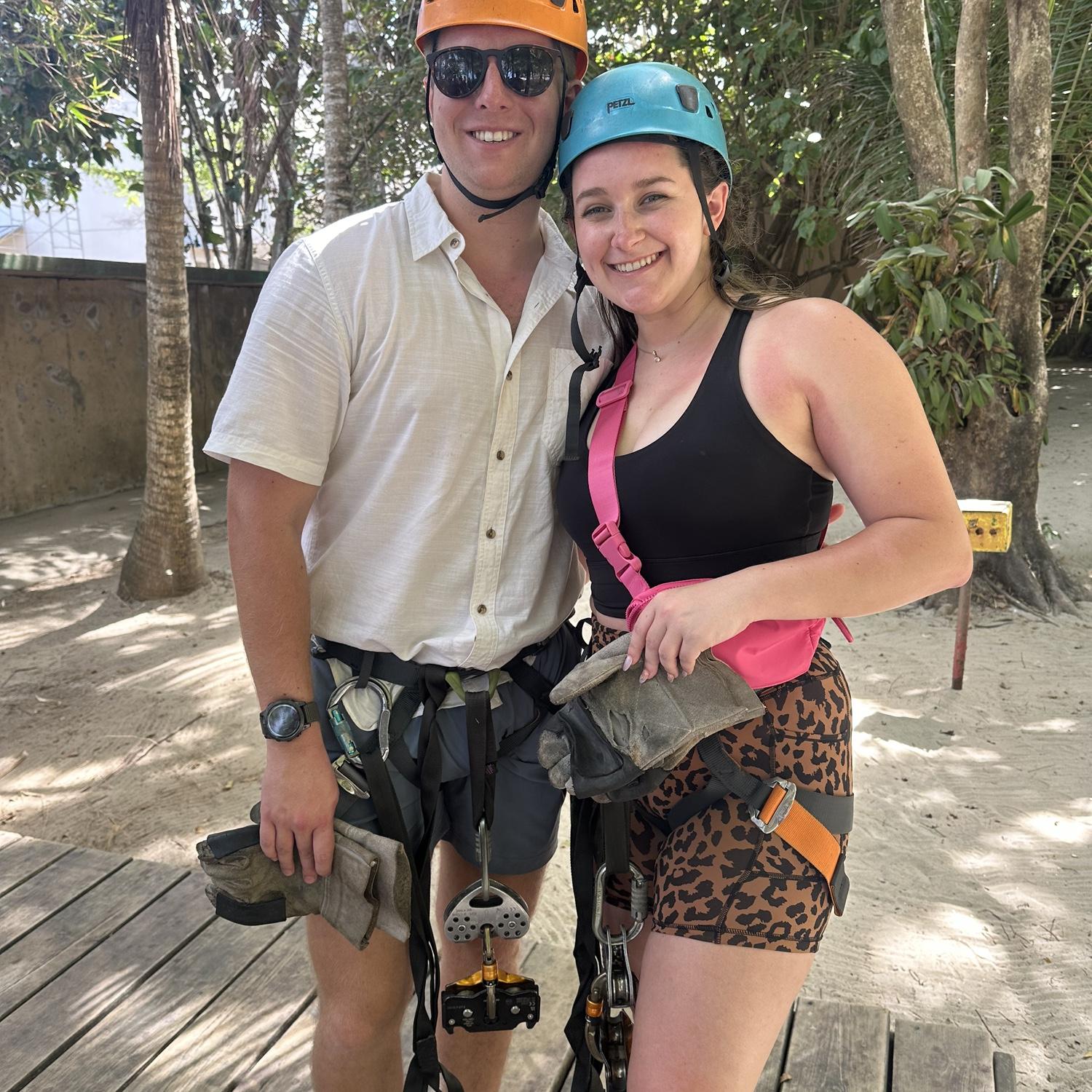 Right after we finished our zip line through the jungle of Honduras