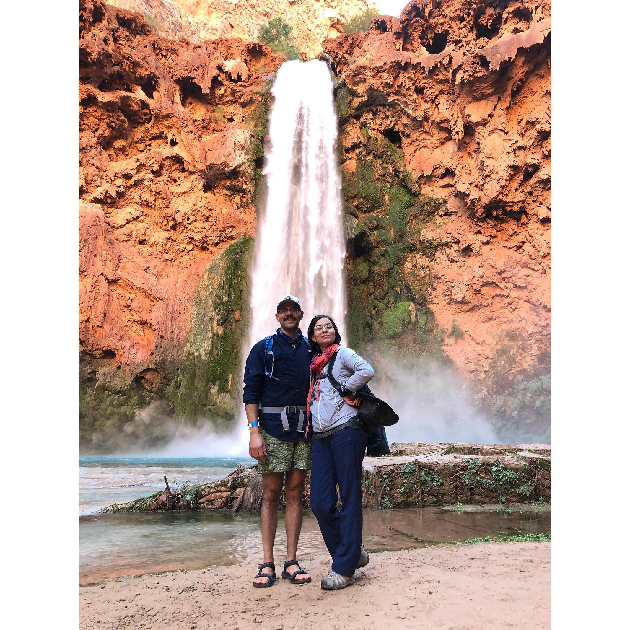 Mooney Falls on the Havasupai reservation. A mere 7 miles from here, Danny proposes to Caitlin at the Confluence, where the Havasu Creek joins the Colorado River.