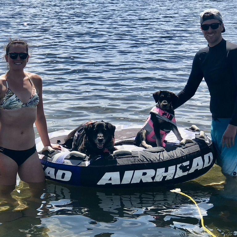 Lake day with baby Kenai and Morgy