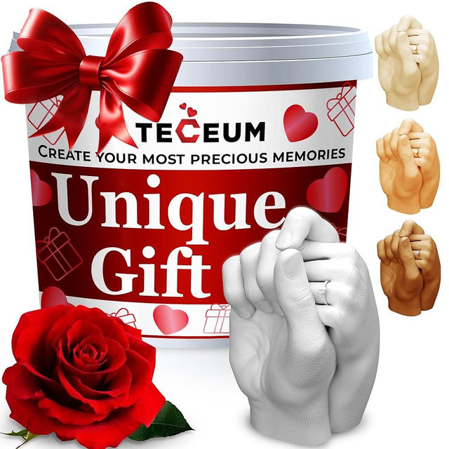 TECEUM Hand Casting Kit – Unique Father’s Day Gift – Ideal DIY Gift for Adults, Couples, Family – for Wedding, Anniversary, Baby Shower, Mother’s Day – Romantic Gifts – Kit 1