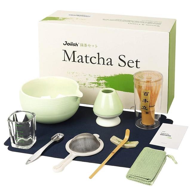 Joiish 10-Pcs Matcha Kit Set, Whisk and Bowl with Spout & Measuring Spoon, Japanese Tea Making Tools