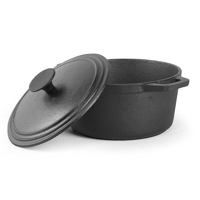 COMMERCIAL CHEF 3.4 Quart Cast Iron Dutch Oven with Dome Lid and Handles