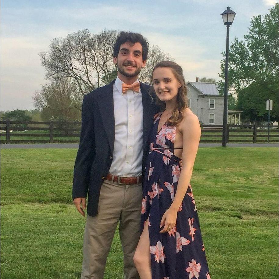 The bride and groom attending Senior Ball at Bridgewater College