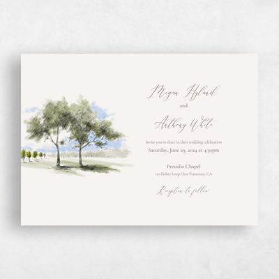 Light Gray, Grey Wedding Invitation - Rieden Landscape