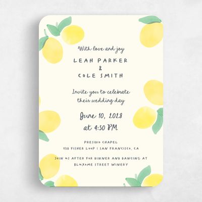 Green Rounded Wedding Invitation - Spiaggia Classic