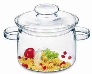 Simax Glassware Glass Pot with Lid: 1.5 Quart | Heat Resistant Handles Doubles As Serving Dish - Made from Oven, Microwave, Stove and Dishwasher Safe