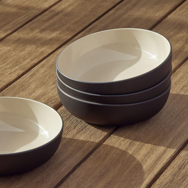 Aaron Probyn Kaloh Melamine Dinnerware, Pasta Bowl, Melamine, Black, Set of 4