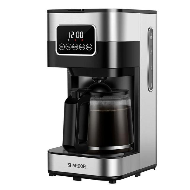 SHARDOR Coffee Maker 10-Cup Programmable Coffee Machine with Timer, Drip Coffee Pot with Auto Shut-Off, Great for Home & Office, Glass Carafe & Reusable Filter, Black & Stainless Steel