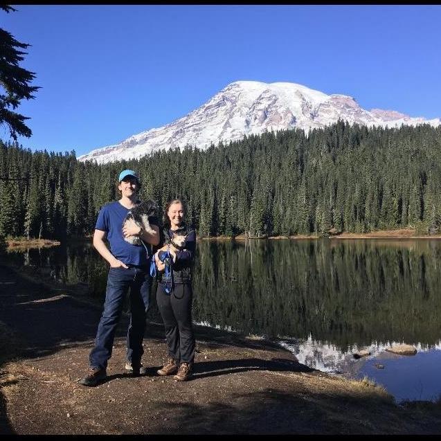 Fall 2017: Mirror Lake with Matt's parents & the pupperinos.