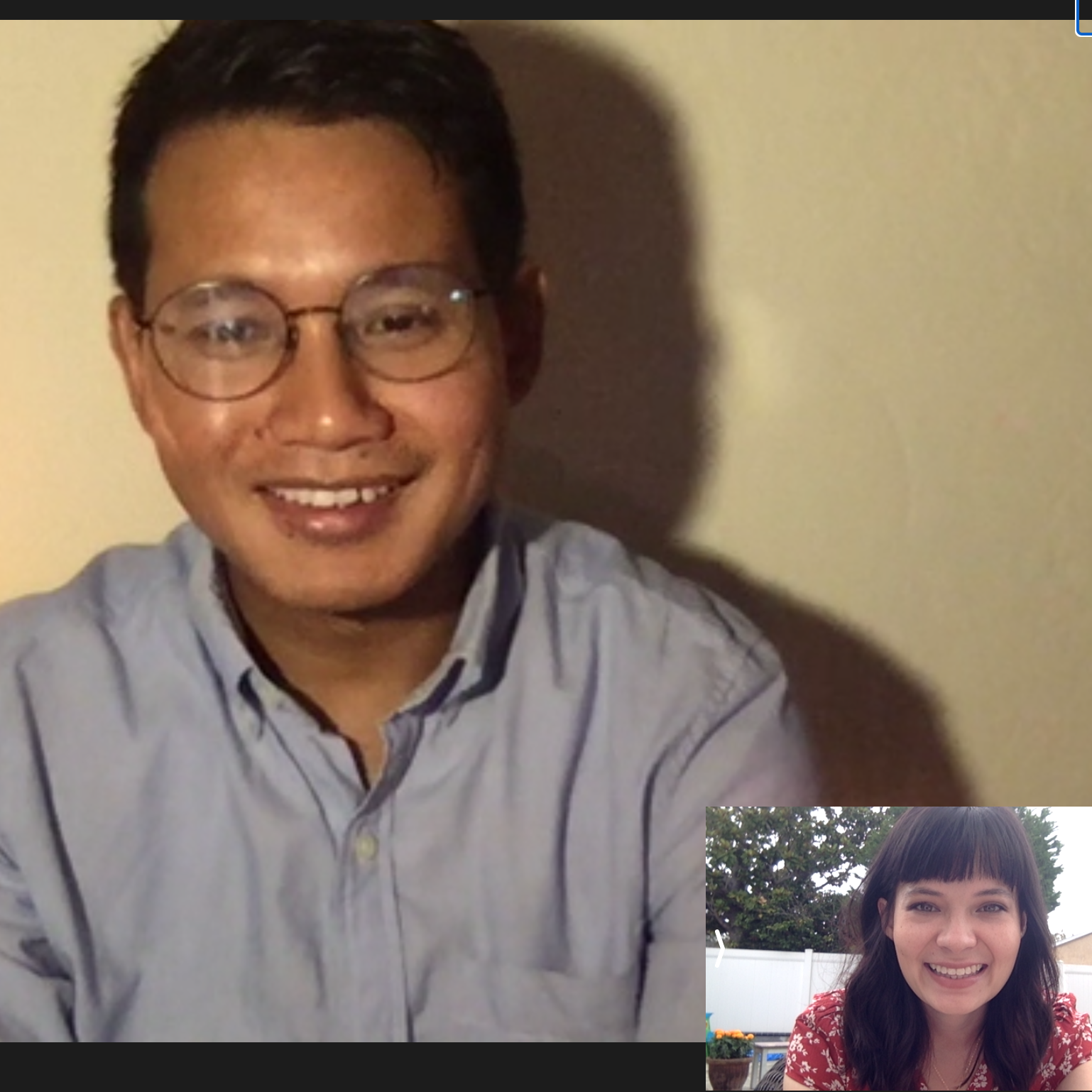 Our first virtual date (dinner for Ganga, breakfast for Eileen)