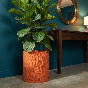 Terracotta Orange Terra Design Planter Pot with Drainage & Water Plate - XXL+ [16" Height]