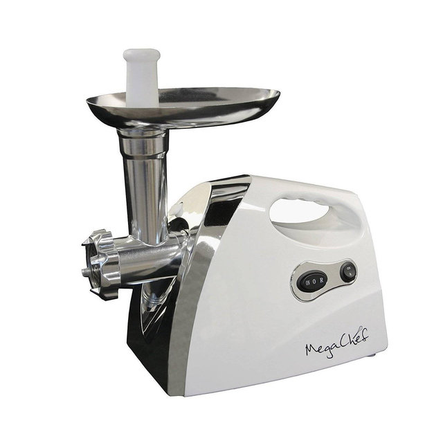 Mega Chef 1200 Watt Powerful Automatic Meat Grinder for Household Use: Stainless Steel Food Processor, All Metal Drive System