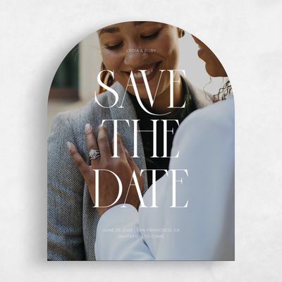 White Arch Wedding Save the Date - Amberley Photo