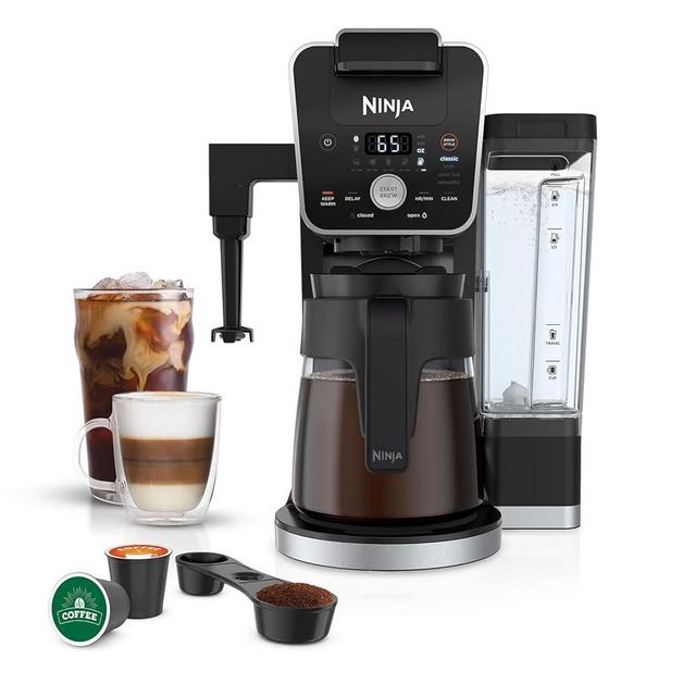 Ninja DualBrew System 14-Cup Coffee Maker, Single-Serve, Pods & Grounds, 4 Brew Styles, Built-In Fold Away Frother, 70-oz. Water Reservoir & Carafe, Blacvk, CFP451A