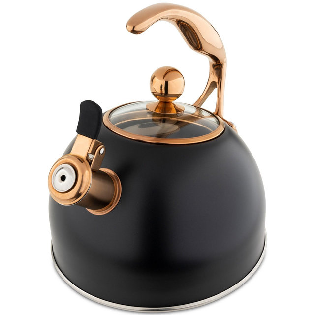 Viking Stainless Steel 2.6-Quart Black Tea Kettle with Copper Handle