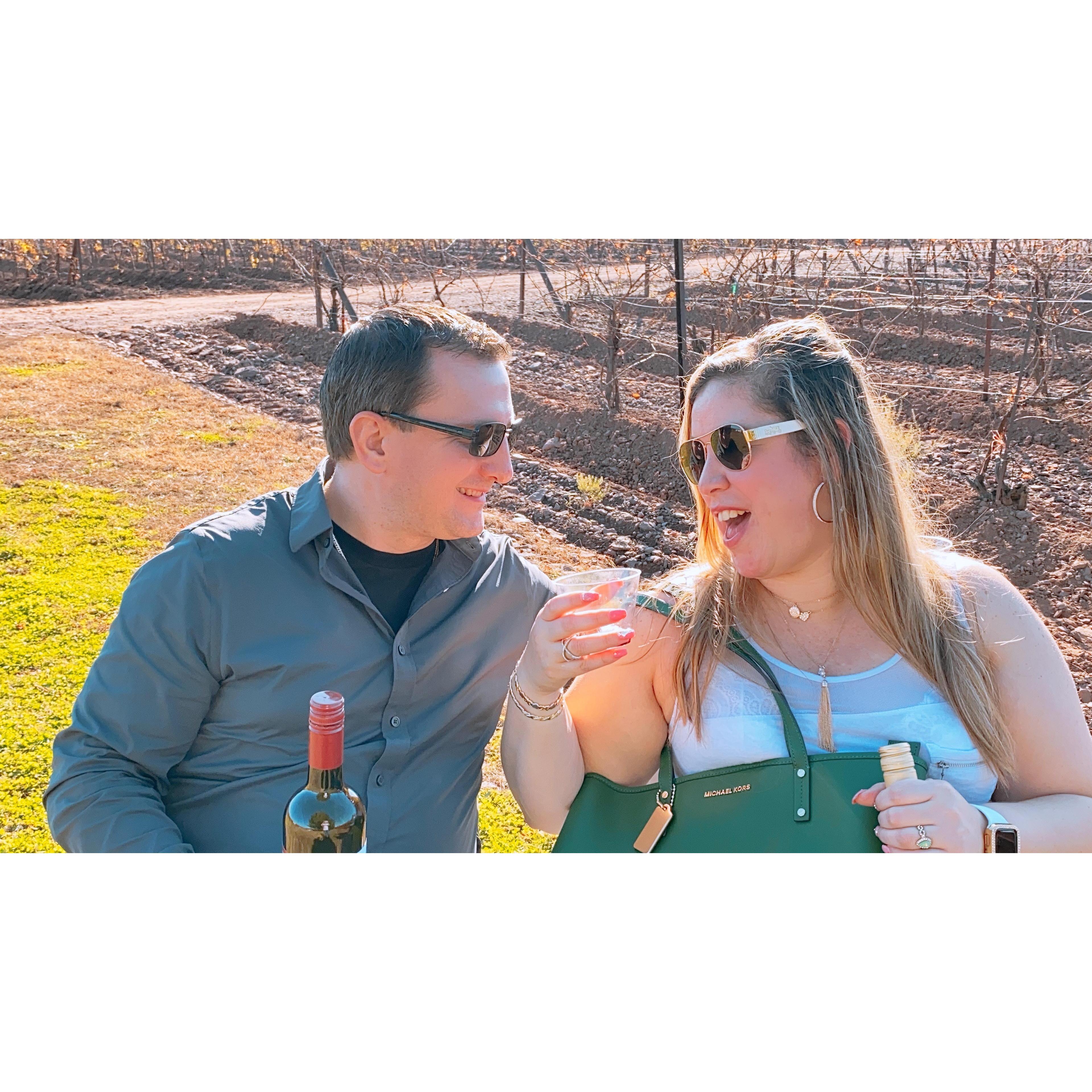 Many of you have asked where this picture was taken. This is our "Save the Date" photo. Well, it was in a vineyard in Philadelphia.