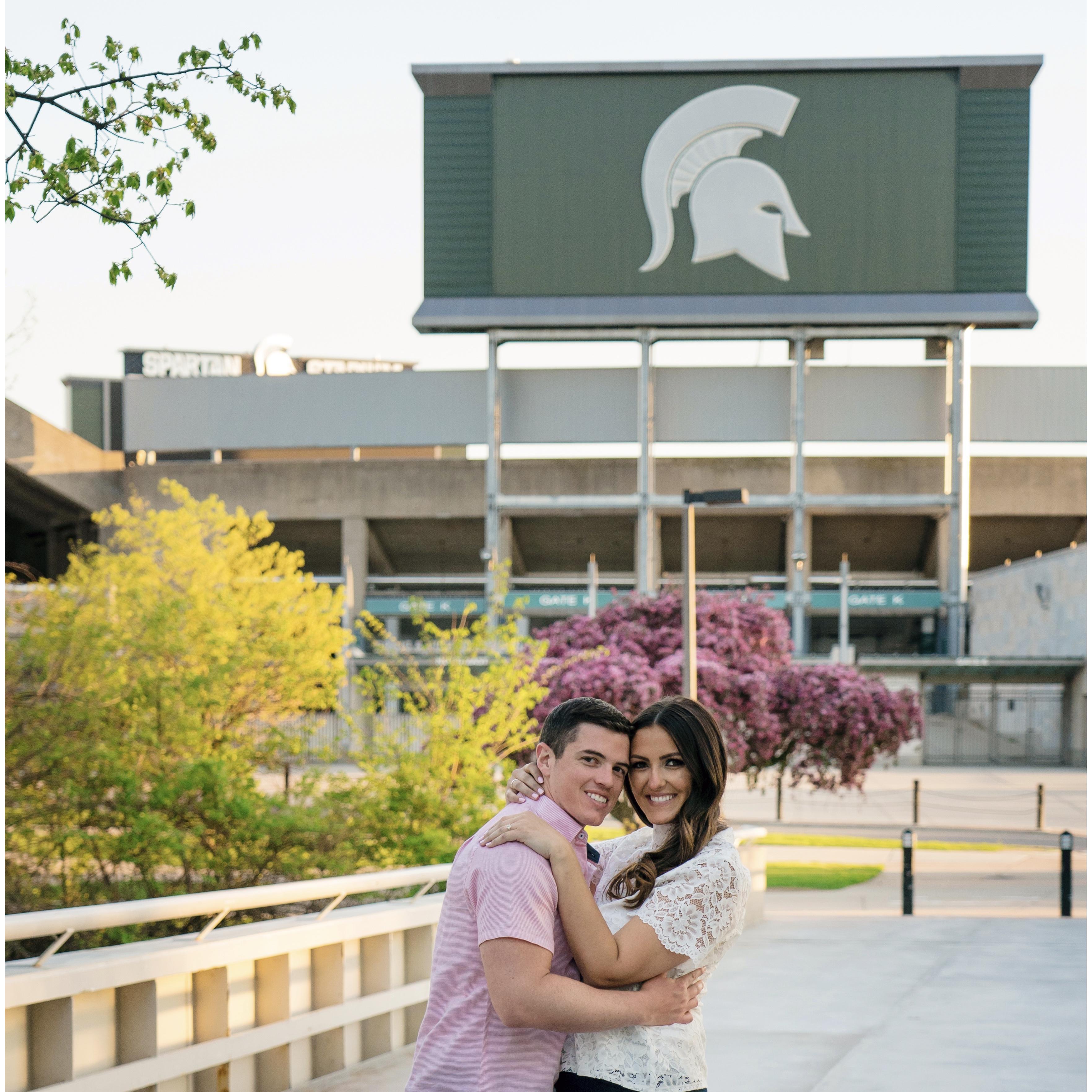 We are huge MSU fans so we made sure to take our engagement pictures in East Lansing!