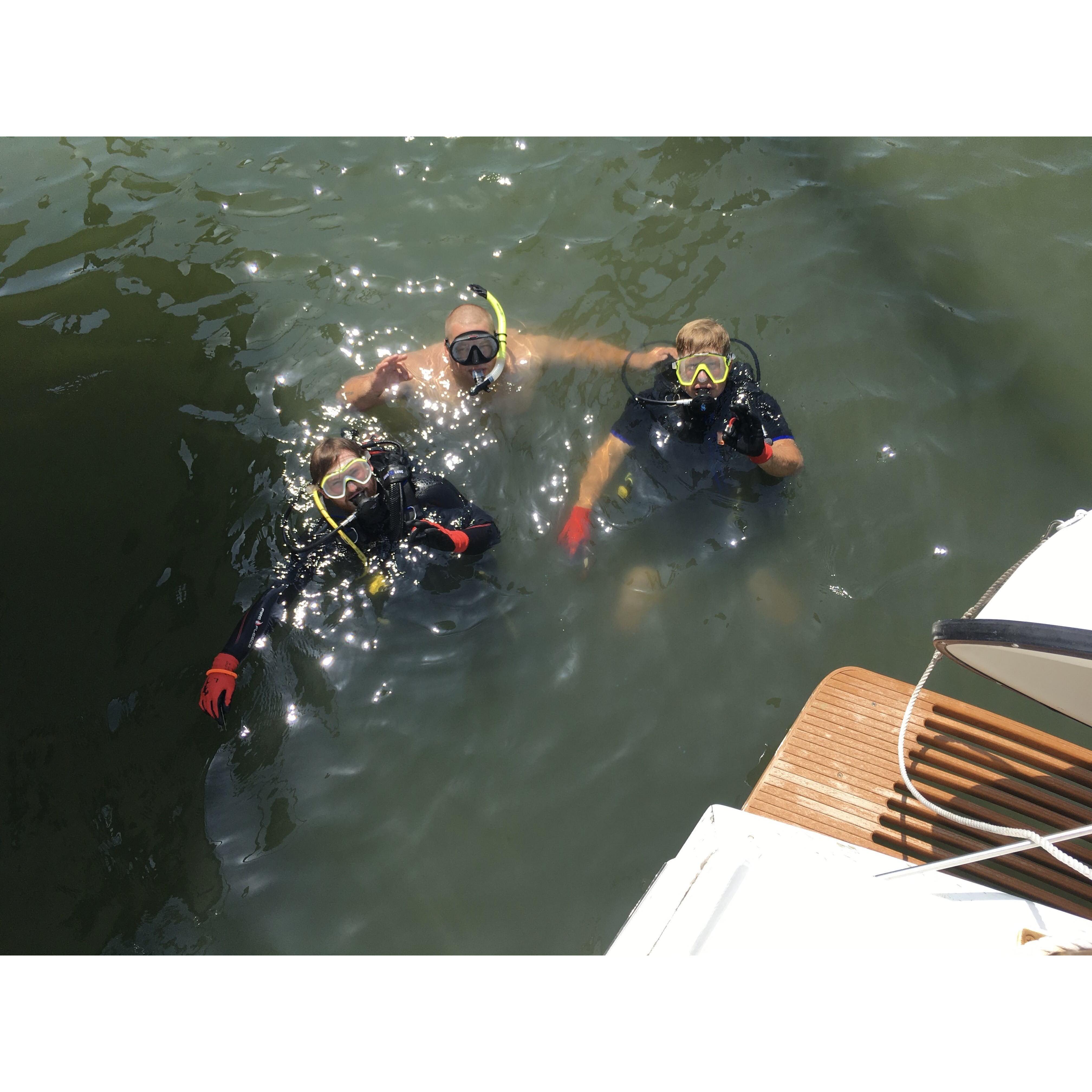 Billy, Cody and Chris cleaning the hull (September 2020)