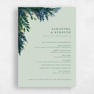 Sage, Green Wedding Program - Oxley