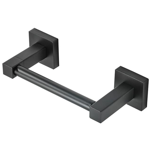 WOLIBEER Black Toilet Paper Holder, Matte Bathroom Toilet Roll Holder, Double Post Pivoting Modern Tissue Hanger Wall Mount for Bath Toilet Kitchen Stainless Steel