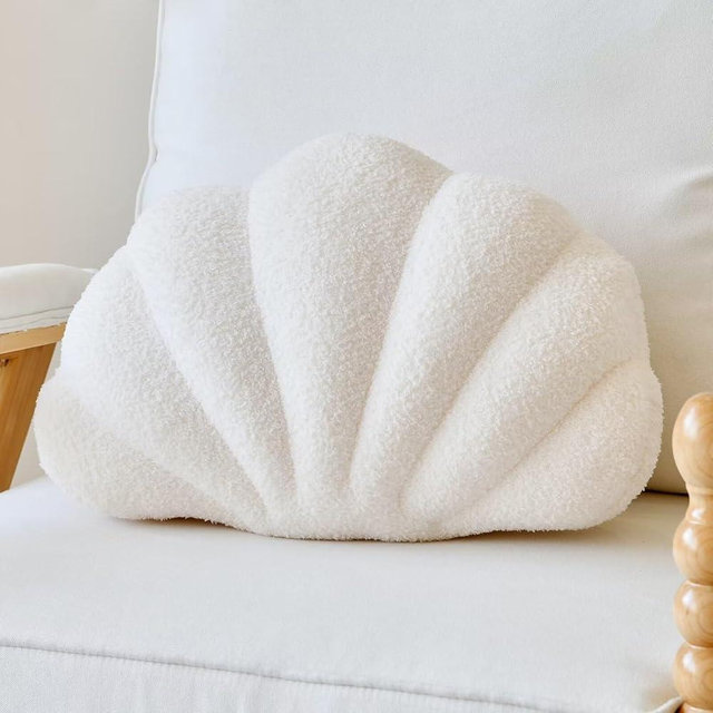 Lfsaaj Seashell Throw Pillows, Shell Shaped Throw Pillows, 18 Inch Soft Home Decorative Pillow Plush Cushion for Bed Couch Living Sofa Room Decor Accent Throw Pillow (Ivory 18Inch)
