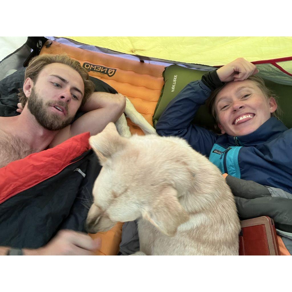 Noki popped Brandon's sleeping pad the following night