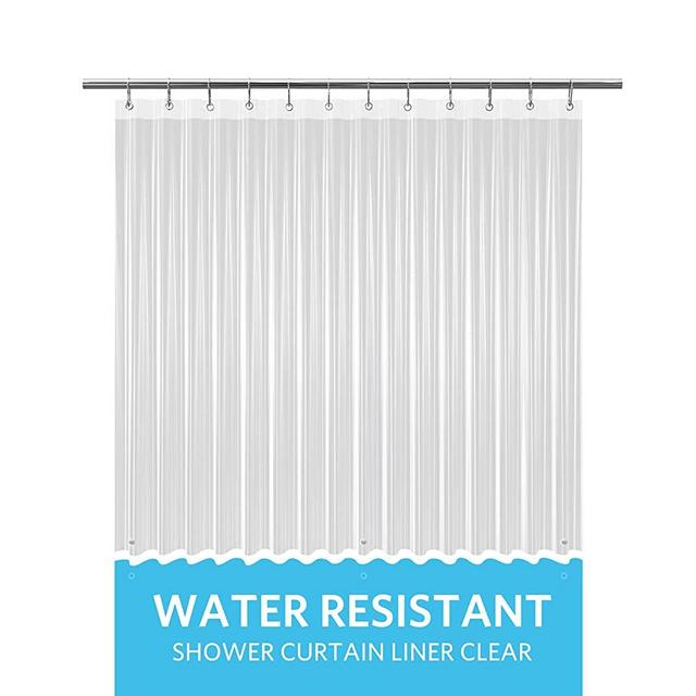 EHZNZIE Clear Shower Curtain Liner Light Weight PEVA, Shower Liner 72x72 Inches, Waterproof, No Chemical Smell with 12 Rust Proof Metal Grommets for Bathroom Shower Curtain
