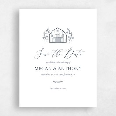Grayed Navy, Blue Wedding Save the Date - Humbyrd Portrait