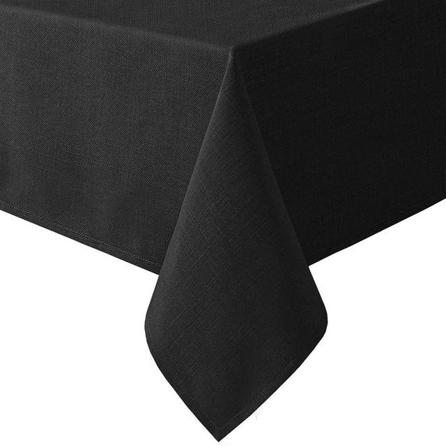 H.VERSAILTEX Linen Textured Table Cloths Square 54 x 54 Inch Premium Solid Tablecloth Spill-Proof Waterproof Table Cover for Dining Buffet Feature Extra Soft and Thick Fabric Wrinkle Free, Black