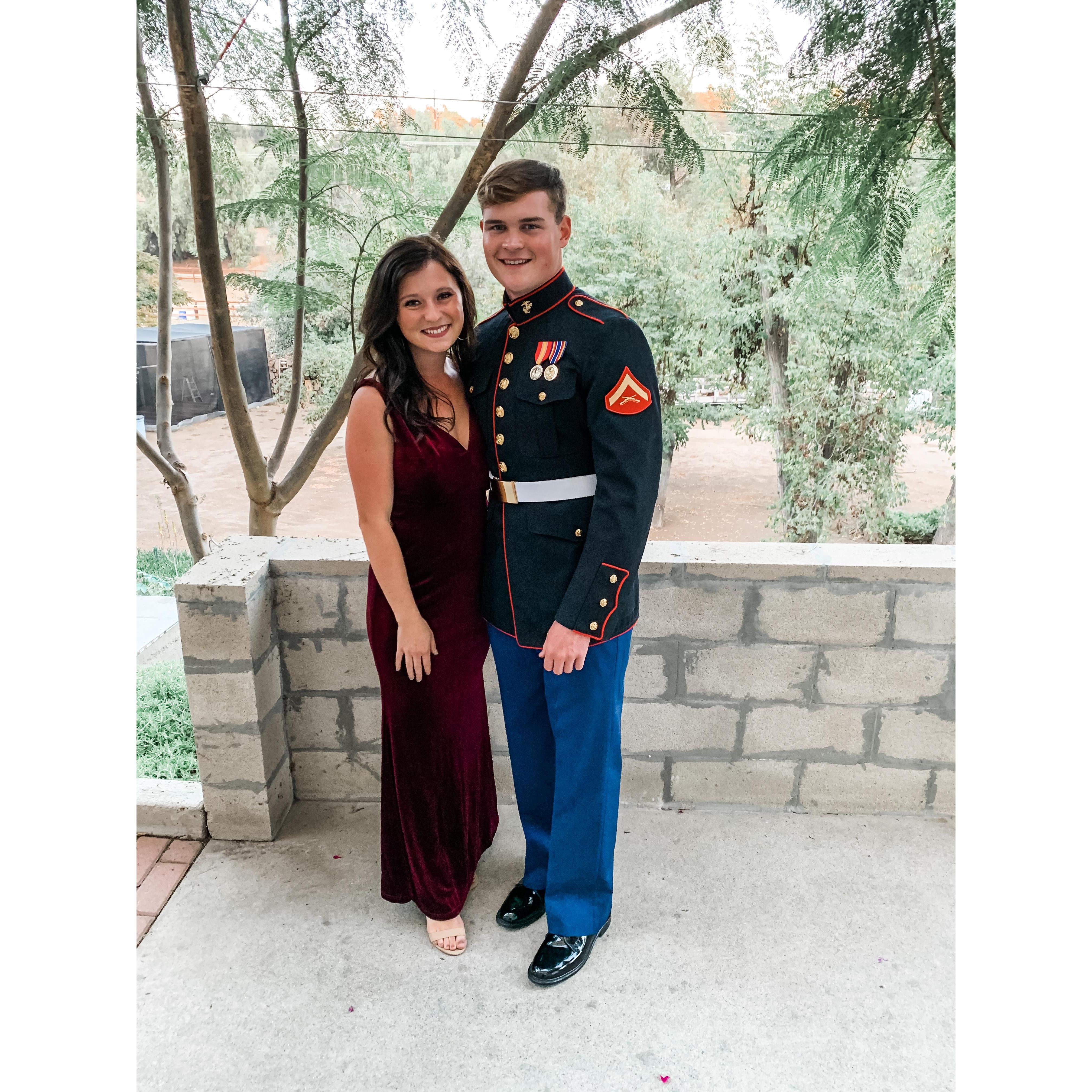 One of our first dates happened two months into our relationship where my cousin and I flew down to San Diego to go the annual Marine Corps Ball.