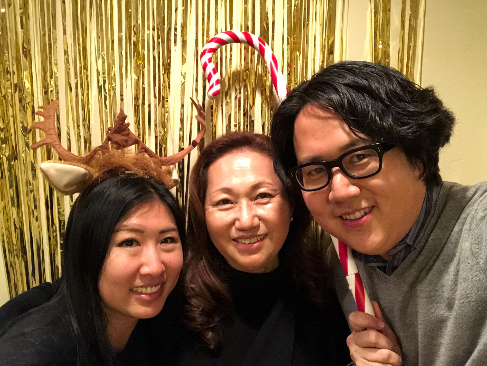 Here we are with Alex's mom on Christmas.