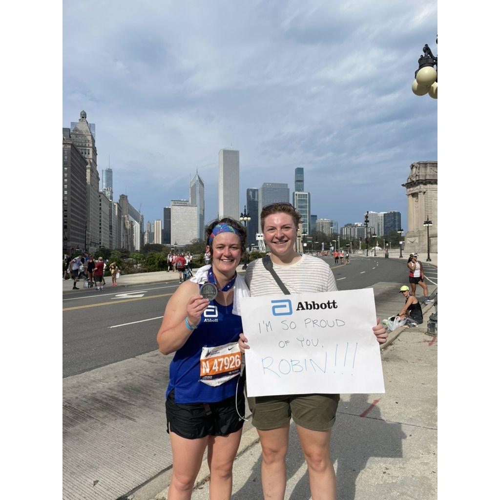 Michelle running a marathon of her own supporting Robin during hers