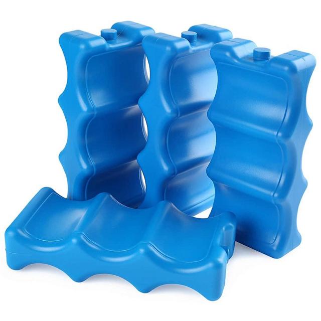 4-Pack Ice Packs for Coolers, Breastmilk Bottle Storage, Lunch Box, Insulated Bags, Contoured Freezer Packs, Long Lasting Reusable Cool Packs for Canned Beer Soda, Camping Beach Picnic