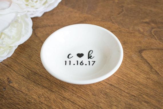 Personalized Engagement Ring Dish - Personalized Ring Holder - Wedding Date Ring Holder - Initials Ring Dish - Ring Dish - Ring Holder