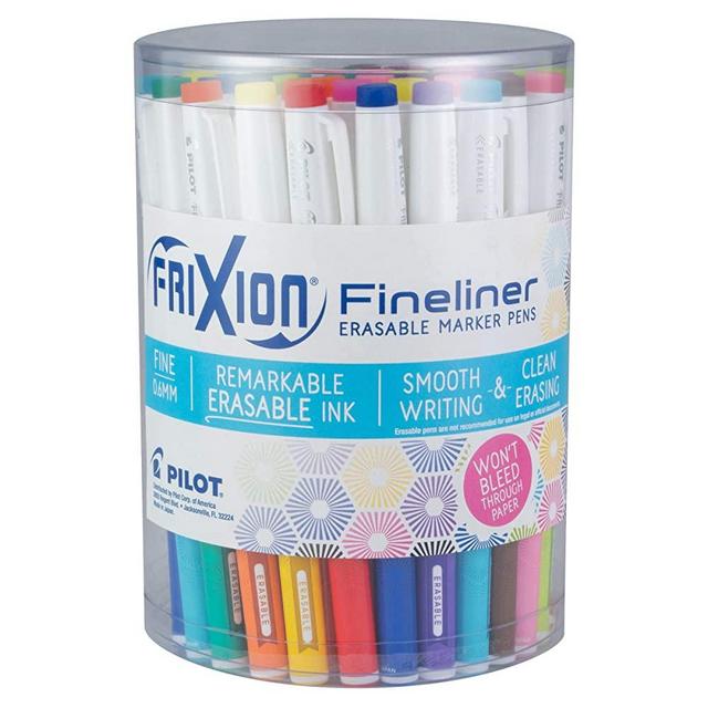PILOT FriXion Fineliner Erasable Marker Pens, Fine Point, Assorted Color Inks, Tub of 36 (3 Each of 12 Assorted Colors) (8030)