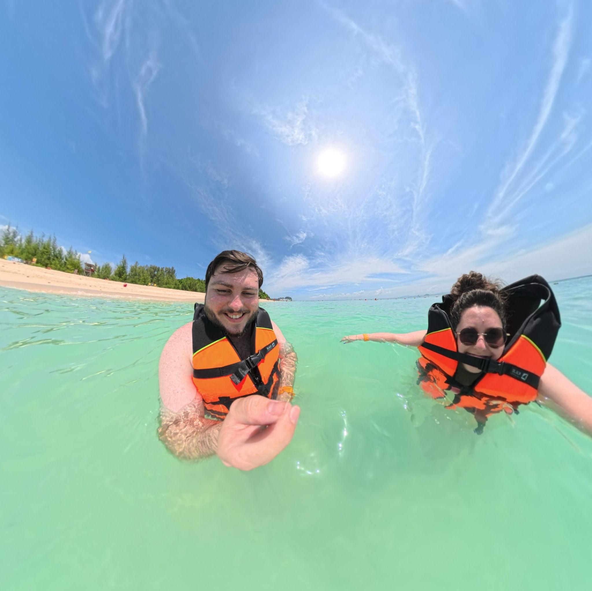 Swimming or as Sydney is doing... floating - Thailand