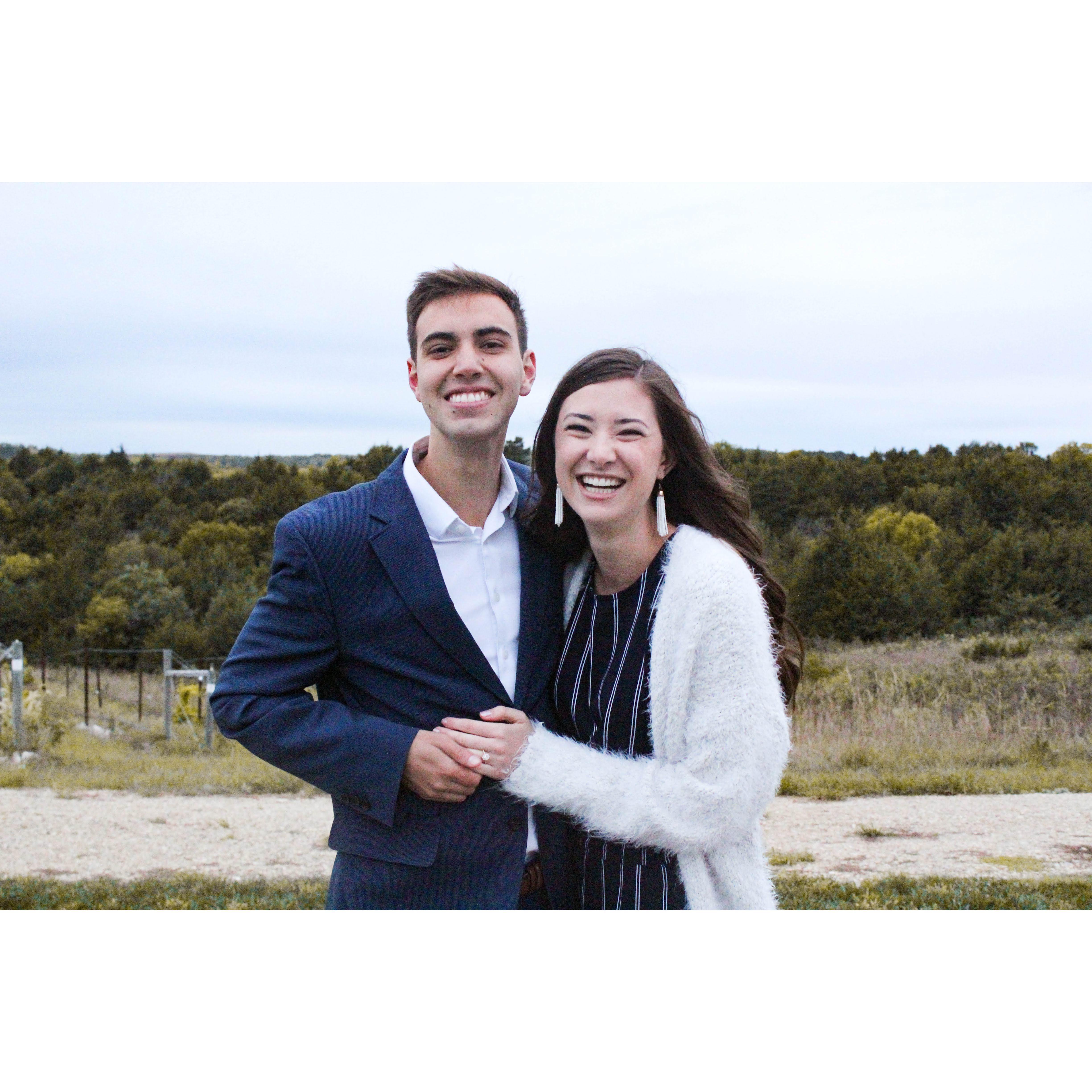 The day Christian popped the question! We had a beautiful celebration with friends and family at the Liquid Art Winery in Manhattan, KS.