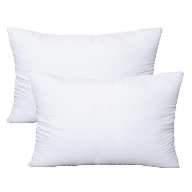 OKBA Throw Pillows Insert Set of 2, with 100% Cotton Cover, Bed and Couch - Indoor Hotel Decorative Pillows, 12x20 in White Pillows Inserts
