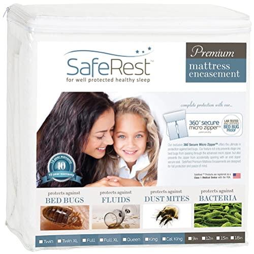 SafeRest Premium Zippered Mattress Encasement - Waterproof - Hypoallergenic, Breathable, Noiseless and Vinyl Free (Fits 12 - 15 in. H) - King Size
