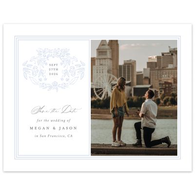 Dark Pastel Blue Wedding Digital Save the Date - Eze Frame