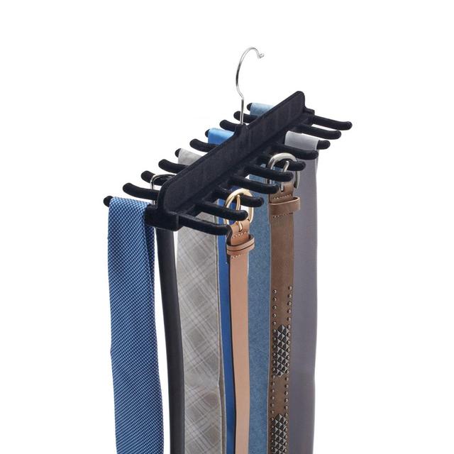 Real Simple Flocked Tie & Belt Hanger in Black